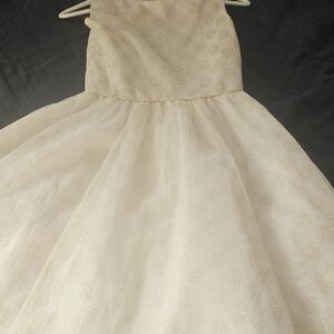 Rare Editions Cream and Gold Kids Formal Dress